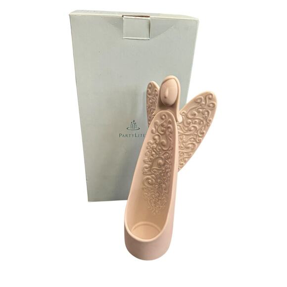 Partylite Serenity Tea Light Candle Holder Bisque Angel Votive P9629 Holiday - Picture 1 of 8